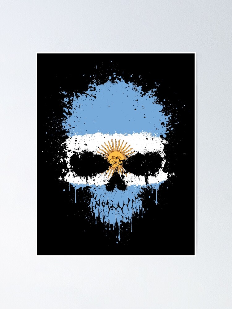 Chaotic Argentine Flag Splatter Skull Poster for Sale by jeff bartels