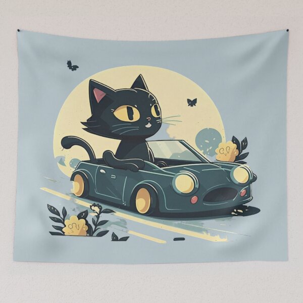 Item preview, Black Kitten Behind the Wheel: A Cute Ride designed and sold by DreamPrint Collective.