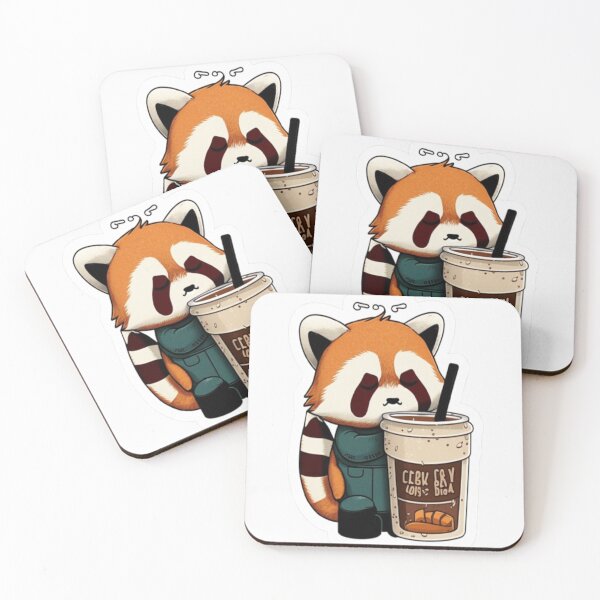 Item preview, Kawaii Red Panda Coffee Addict Cute and Cuddly Redpanda Art designed and sold by MCreativeStore.