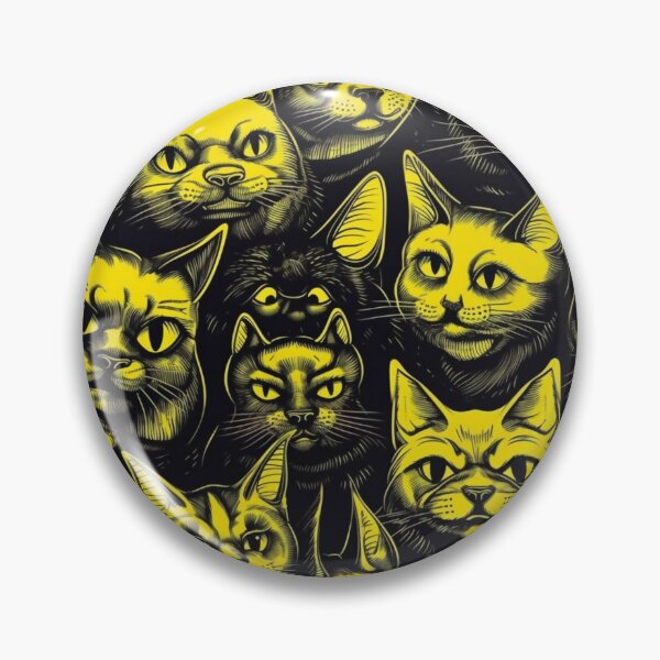 Item preview, Pattern - Yellow and Black Cat Heads designed and sold by Stacey Hallock.