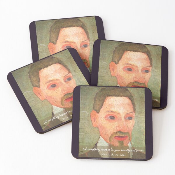 Item preview, rainer maria rilke oil portrait and quote: Let everything happen to you Beauty and terror designed and sold by artbleed.