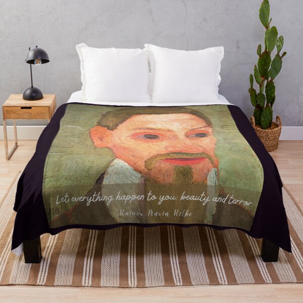 Item preview, rainer maria rilke oil portrait and quote: Let everything happen to you Beauty and terror designed and sold by artbleed.