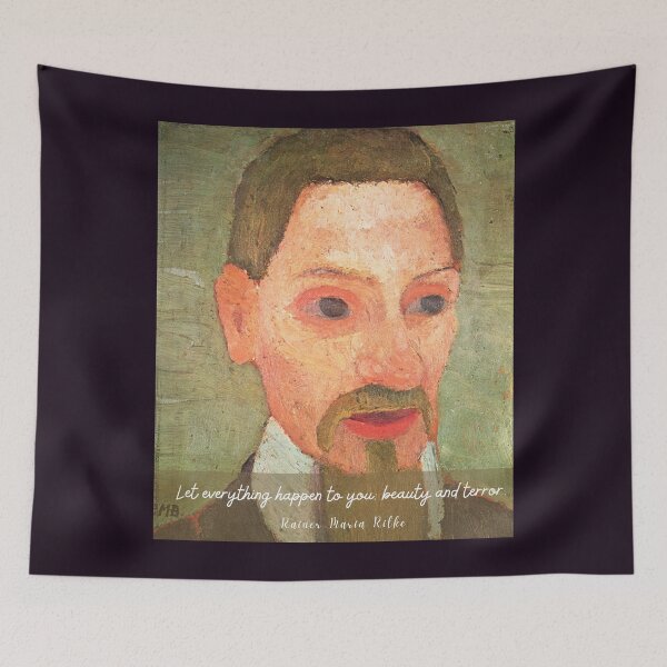 Item preview, rainer maria rilke oil portrait and quote: Let everything happen to you Beauty and terror designed and sold by artbleed.