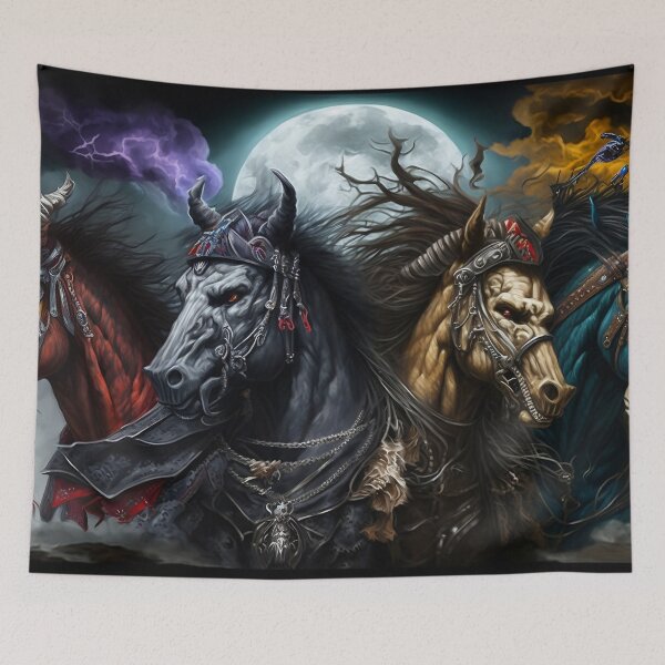 Item preview, Four horse of the apocalypse designed and sold by DreamscapesAI.