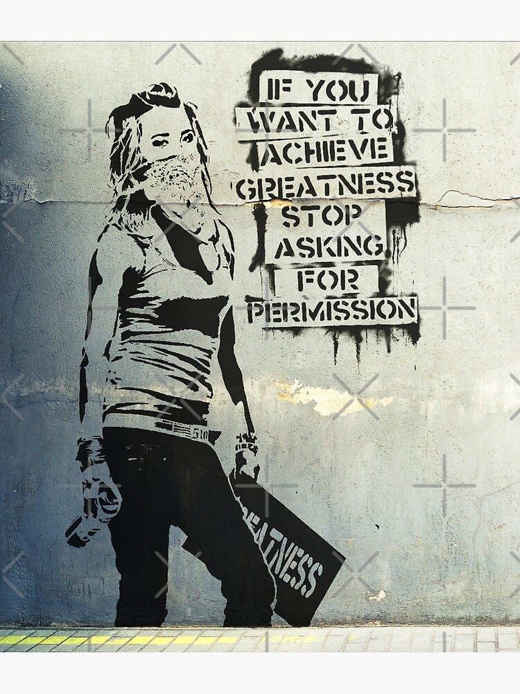 Banksy Achieve Greatness Original Mural Girl Power Graffiti Framed Art  Print for Sale by WE-ARE-BANKSY