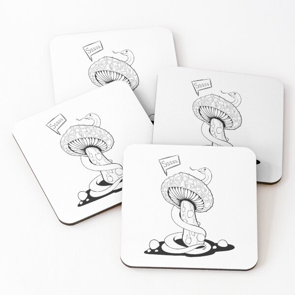 Item preview, Poisonous black and white mushroom with bubbles and snake designed and sold by MalkyTea.