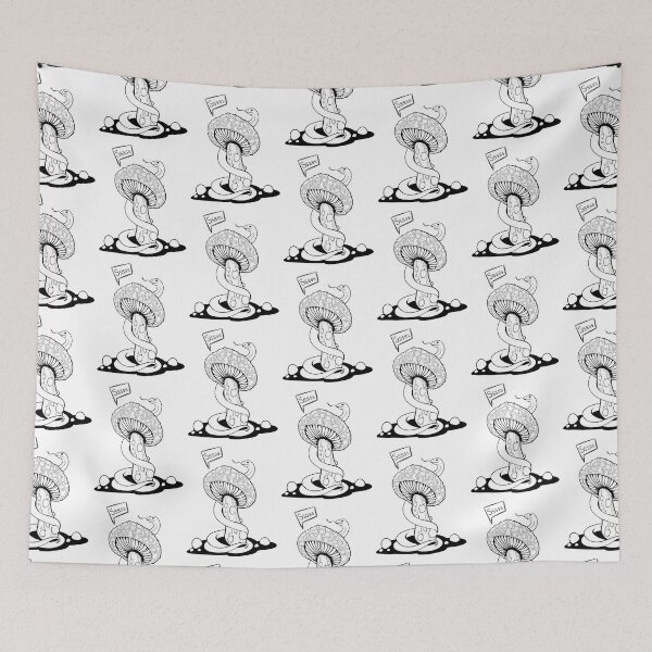 Item preview, Poisonous black and white mushroom with bubbles and snake designed and sold by MalkyTea.