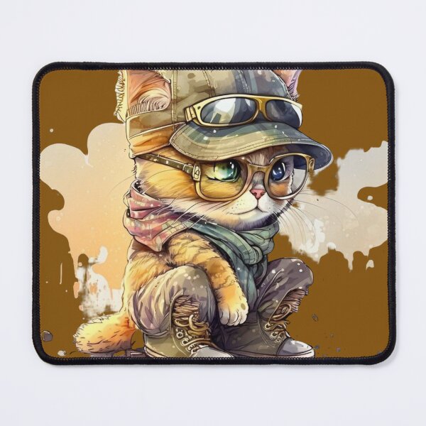 Item preview, Thoughtful Kitten in Cap and Glasses designed and sold by modernaarte.