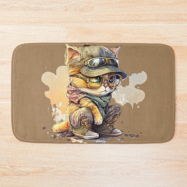Item preview, Thoughtful Kitten in Cap and Glasses designed and sold by DreamPrint Collective.