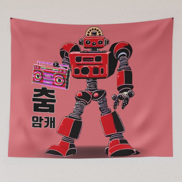 Item preview, Red Robot with a Boombox designed and sold by Arcult-Stickers.