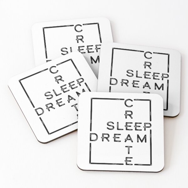 Artikelvorschau, Sleep Dream Create, inspirierende Typografie, Boxed Distressed Typografie, kreativ für Träumer entworfen und verkauft von SleepingInCo.