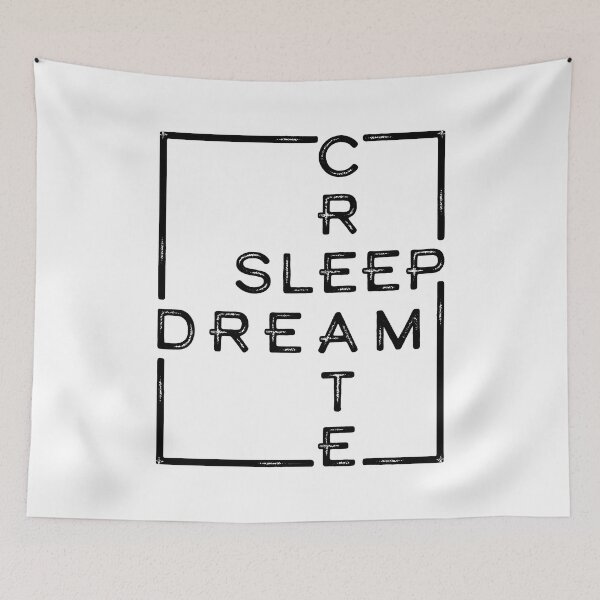 Artikelvorschau, Sleep Dream Create, inspirierende Typografie, Boxed Distressed Typografie, kreativ für Träumer entworfen und verkauft von SleepingInCo.