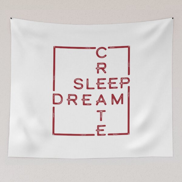 Artikelvorschau, Sleep Dream Create, inspirierende Typografie, Boxed Distressed Typografie, kreativ für Träumer entworfen und verkauft von SleepingInCo.