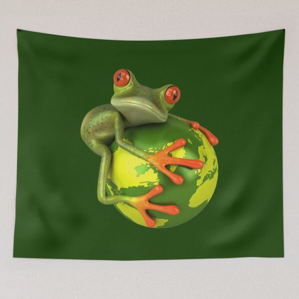 Item preview, Atychiphobia Illustration Cute Green Frog On Earth  designed and sold by Pebasfa.