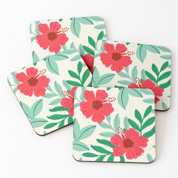 Item preview, Floral red hibiscus pattern | tropical summer flowers designed and sold by Lindsay Marie Patterns.
