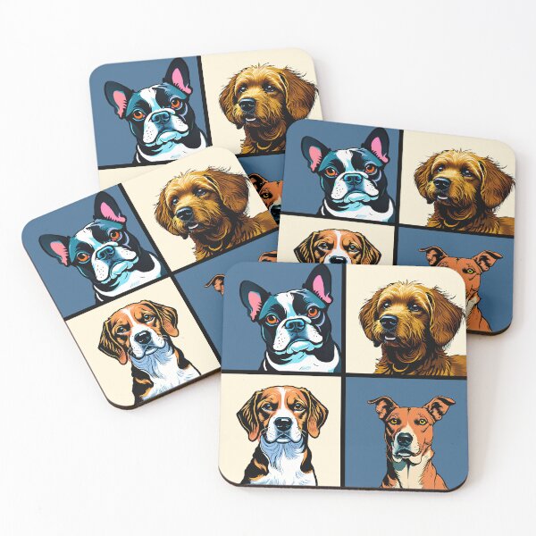 Item preview, Four Cartoon Dogs - Fun and Adorable Pet Art  designed and sold by ElLocoMus.