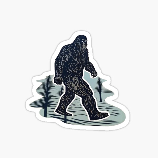 Item preview, Linocut Bigfoot Forest designed and sold by The-AI-Artisan.
