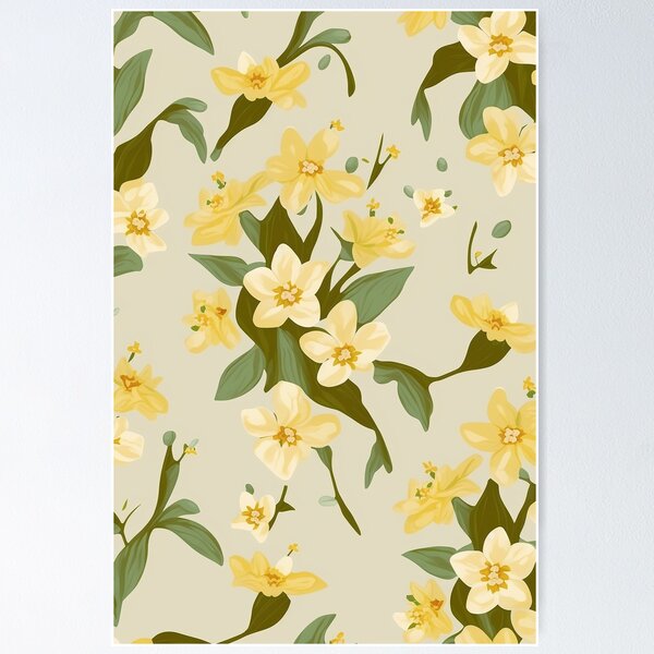 Item preview, Golden Euphoria: A Field of Daffodils on a Subtle Greenish-Yellow Background designed and sold by EmeraldeaArt.