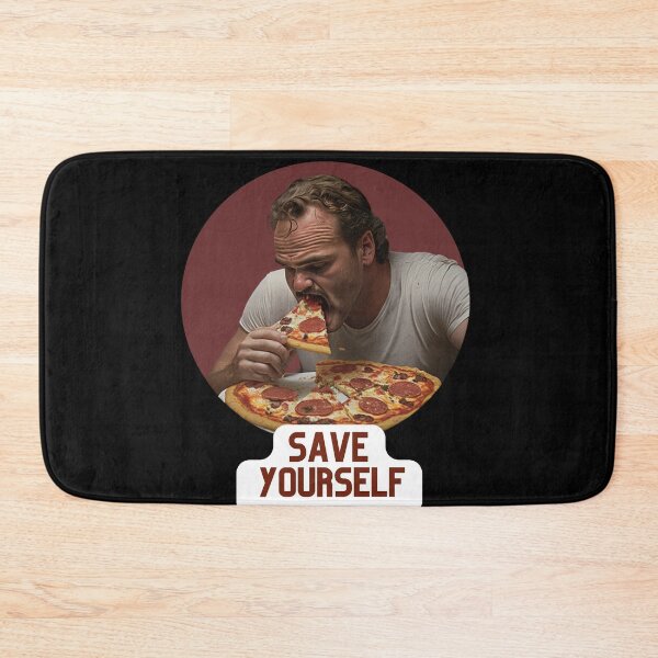 Item preview, STRANGER THINGS, STRANGER THINGS NETFLIX, STRANGERTHINGS JIM HOPPER eating a pepperoni pizza saying save yourself  designed and sold by aquinavortex.