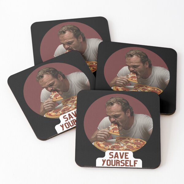 Item preview, STRANGER THINGS, STRANGER THINGS NETFLIX, STRANGERTHINGS JIM HOPPER eating a pepperoni pizza saying save yourself  designed and sold by aquinavortex.