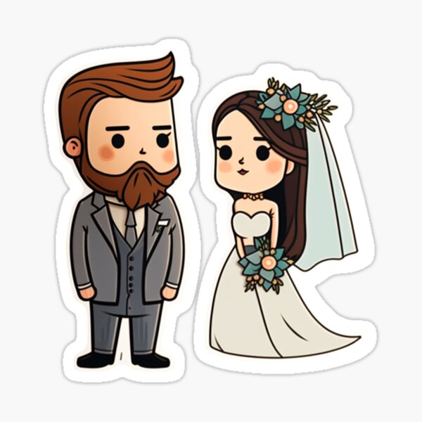 Item preview, Cute Couple, party, Bride and Groom couple sticker, wedding, unique gift designed and sold by venerateprints.