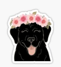 Floral Black Lab Sticker