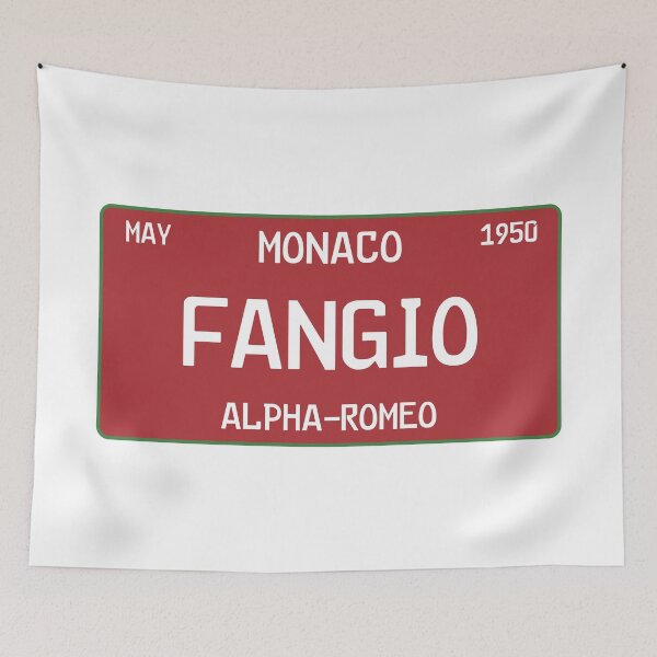 Item preview, Juan Manuel Fangio first win license plate White designed and sold by ff1merch ..