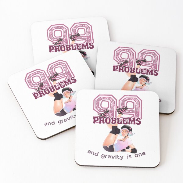 Item preview, 99 problems and gravity is one - Pink roller skater girl designed and sold by ElLocoMus.