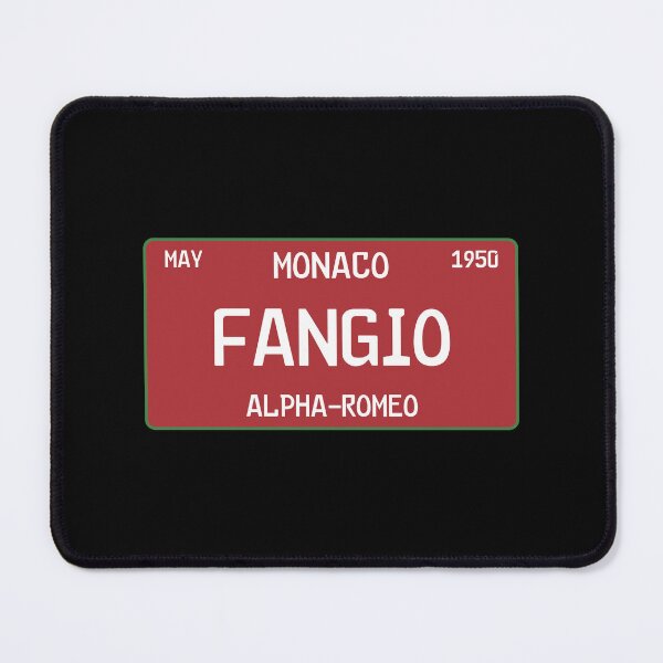 Item preview, Juan Manuel Fangio first win license plate Balck designed and sold by ff1merch ..