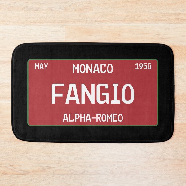 Item preview, Juan Manuel Fangio first win license plate Balck  designed and sold by ff1merch ..
