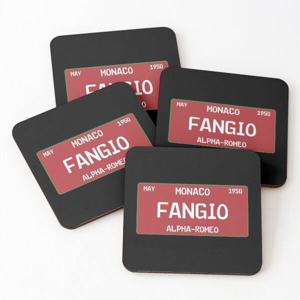 Item preview, Juan Manuel Fangio first win license plate Balck  designed and sold by ff1merch ..