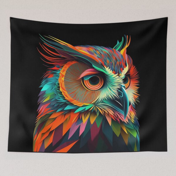 Item preview, Owl Colorful Psychedelic Art designed and sold by Trippinink-.