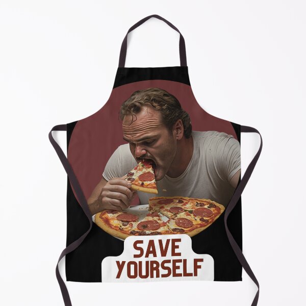 Item preview, STRANGER THINGS, STRANGER THINGS NETFLIX, STRANGERTHINGS JIM HOPPER eating a pepperoni pizza saying save yourself designed and sold by aquinavortex.