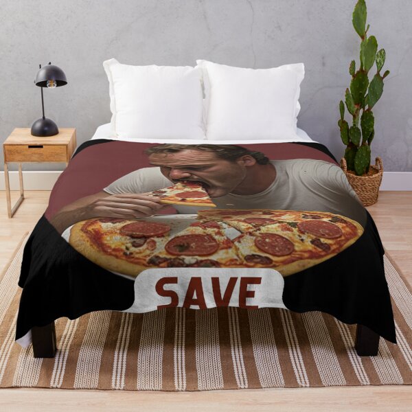 Item preview, STRANGER THINGS, STRANGER THINGS NETFLIX, STRANGERTHINGS JIM HOPPER eating a pepperoni pizza saying save yourself designed and sold by aquinavortex.