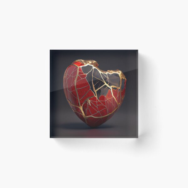 Item preview, Kintsugi red gold heart decaying broken designed and sold by Obibobishop.