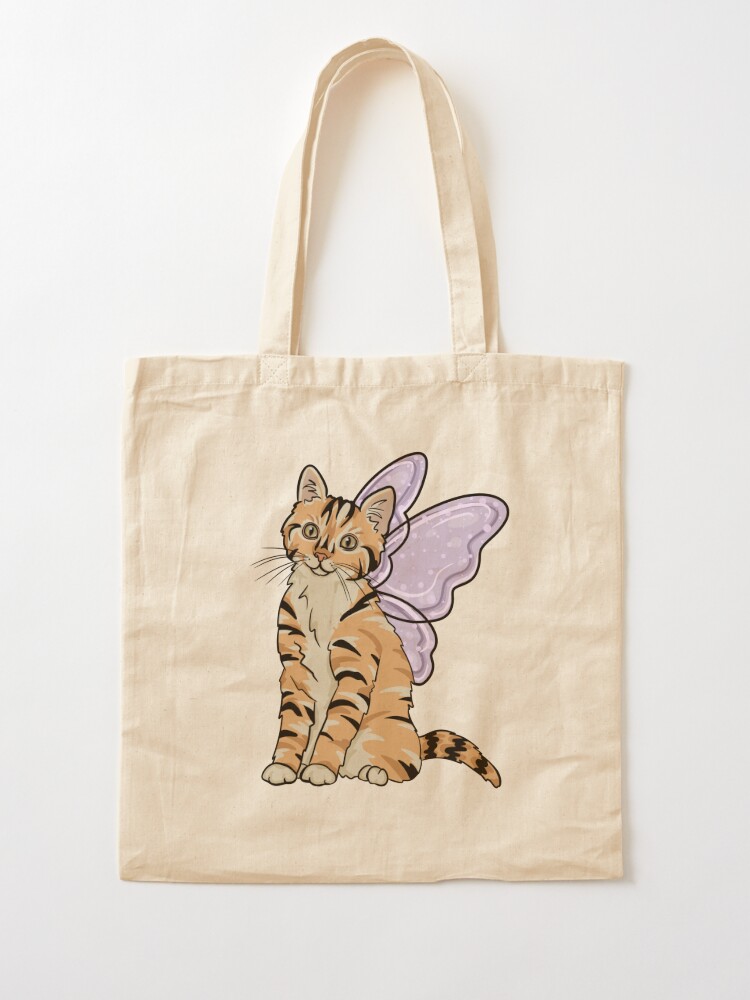 Alice in Wonderland playing with cute cat and butterflies Tote Bag