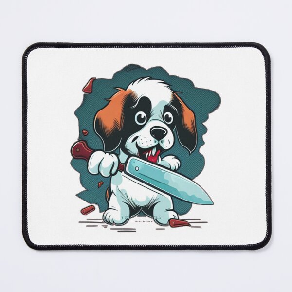 Item preview, cute cartoon dog with knife designed and sold by merorangampo77.