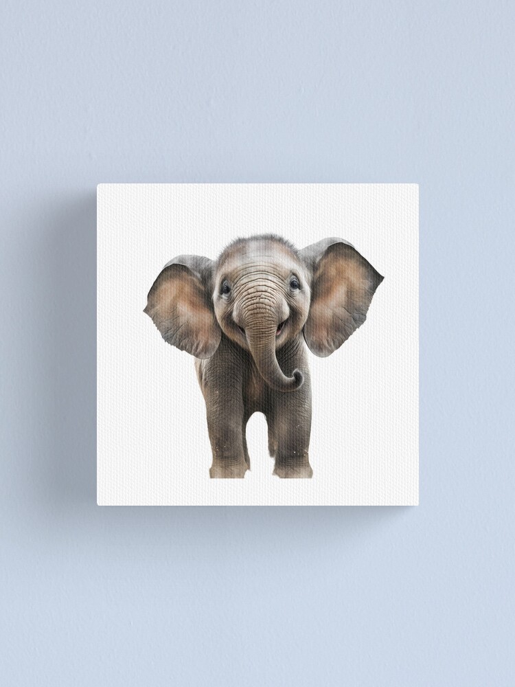 Blue Gray Elephant Wall Decor, Elephant Print, Canvas Print