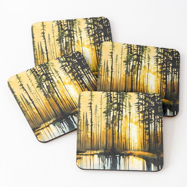 Item preview, Pine Tree Forest Sunset designed and sold by DmBWatercolours.