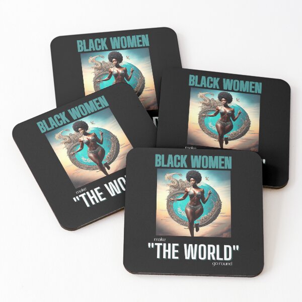 Item preview, "Black women make the world go around" - Image of a woman spinning a globe. designed and sold by DandelionSeeds.