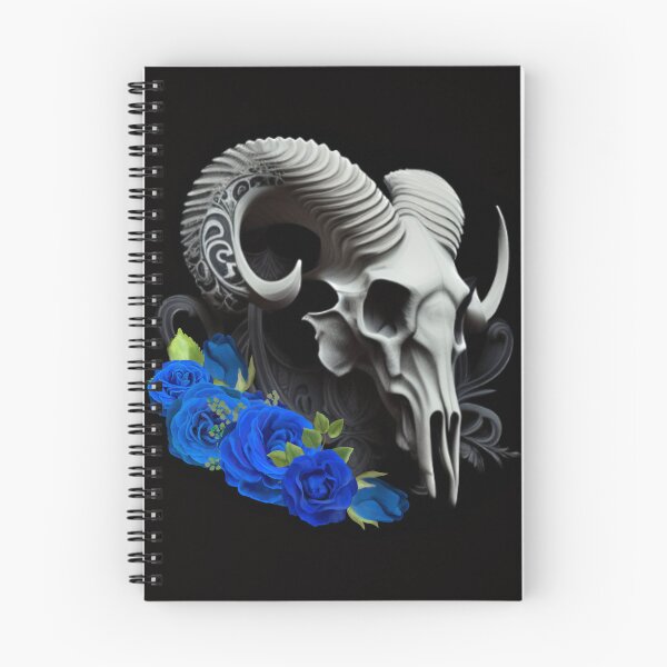 Item preview, Blue Floral Gothic Ram Skull designed and sold by SNRGraphics.
