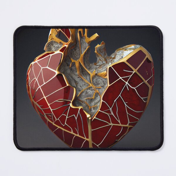 Item preview, Kintsugi red gold heart decaying broken aorta designed and sold by Obibobishop.