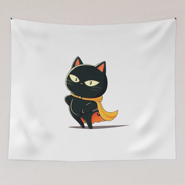 Item preview, Cute Super Cat Wearing Cape Superhero Black Strong Mighty Superkitty Hero Cat Pet Animal designed and sold by ultra-cute.