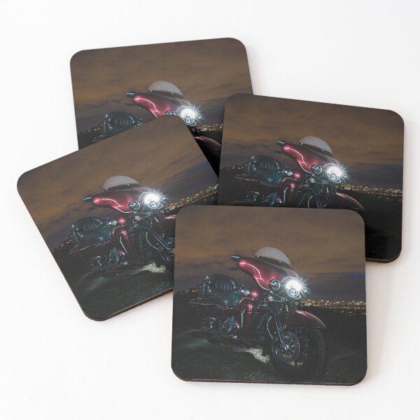Item preview, Big American touring motorcycle in Burgundy and Black on a city background at night designed and sold by Athanasios Maikousis.