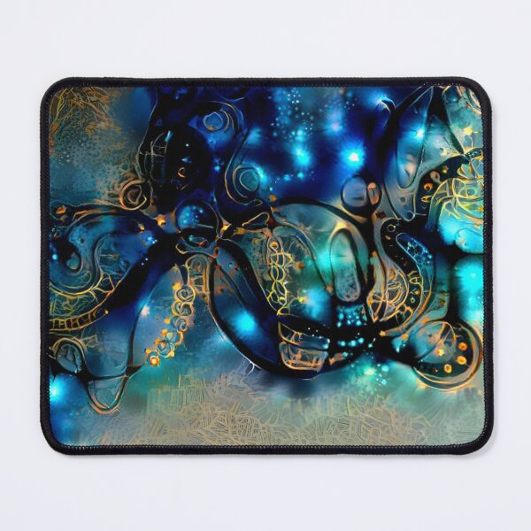 Item preview, Azure Blu and Golden, Hand Drawn, AI Enhanced, Bubbles and Beads designed and sold by Adorations.