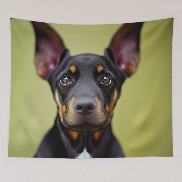 Item preview, Ears Up! cute dobermann puppy portrait designed and sold by EmeraldeaArt.