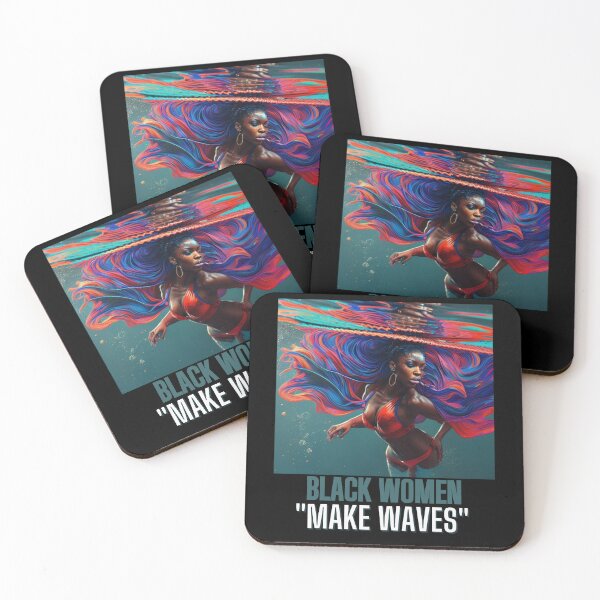 Item preview, "Black women make waves, not just splashes" - Theme: Recognizing the impactful contributions and influence of Black women in various fields and arenas. designed and sold by DandelionSeeds.