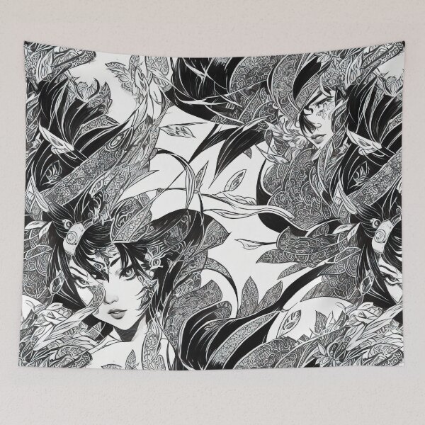 Item preview, Beautiful girl in leaves and flaps of fabric designed and sold by skyhealing.
