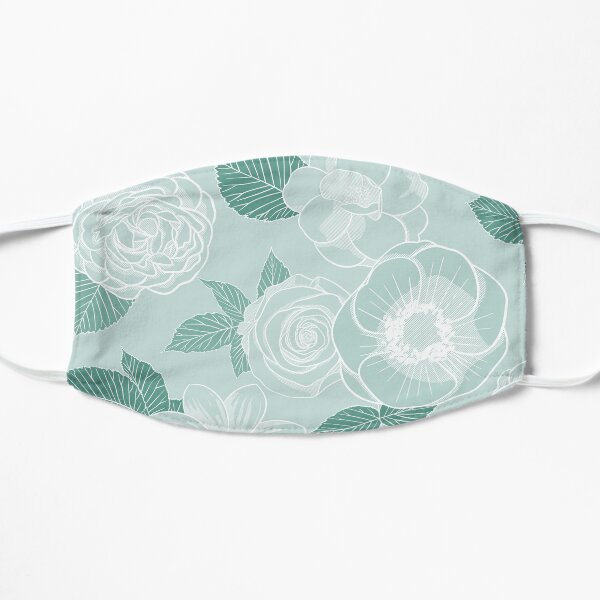 Green tonal floral Flat Mask