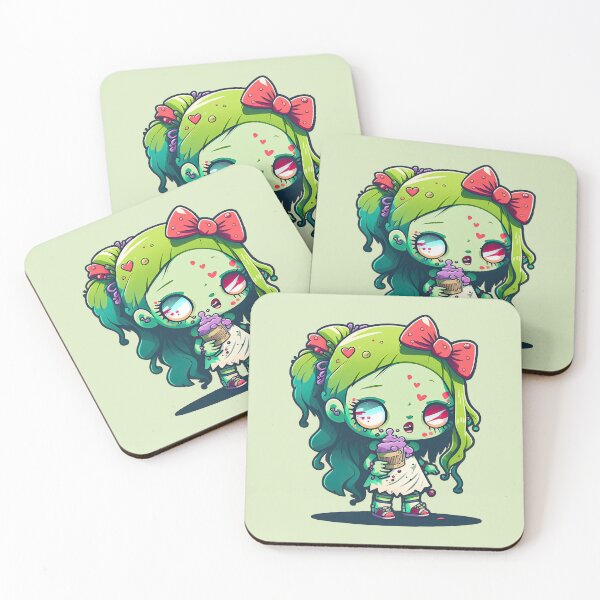 Item preview, Kawaii Zombie Girl Holding Ice Cream Scooping the Undead designed and sold by ultra-cute.